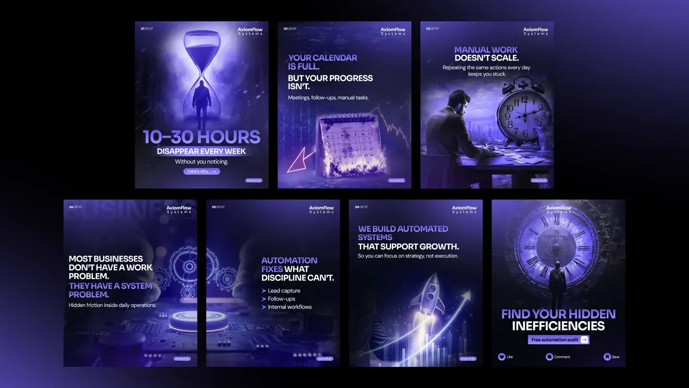 Marketing agency carousel in violet