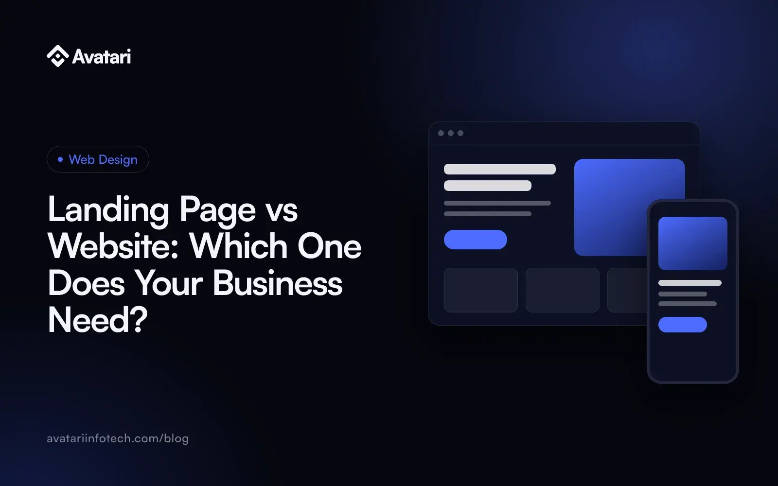 Landing Page vs Website: Which One Does Your Business Need? - Web Design article cover from Avatari
