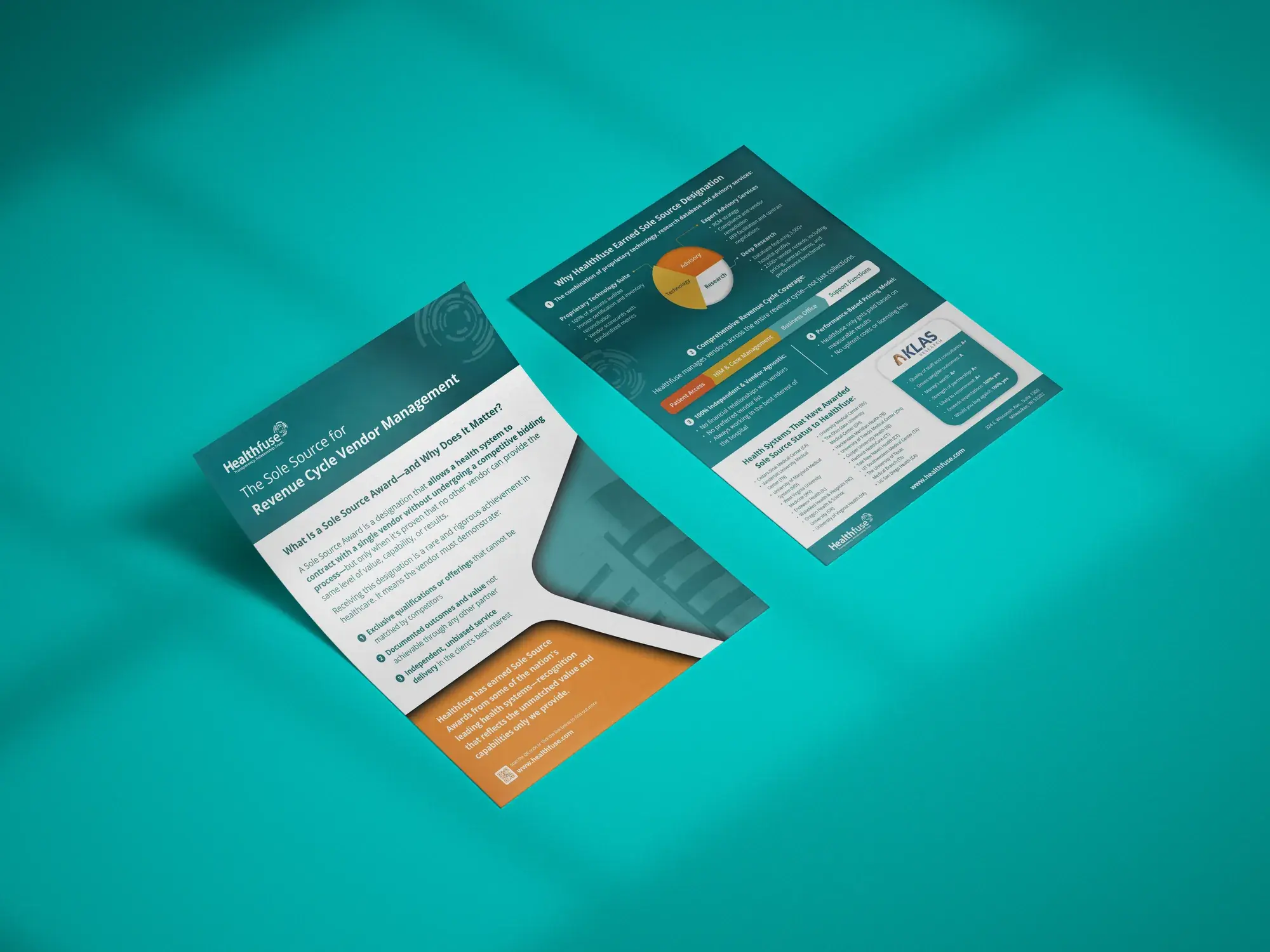 Healthfuse Sole Source flyer, front and back, on teal