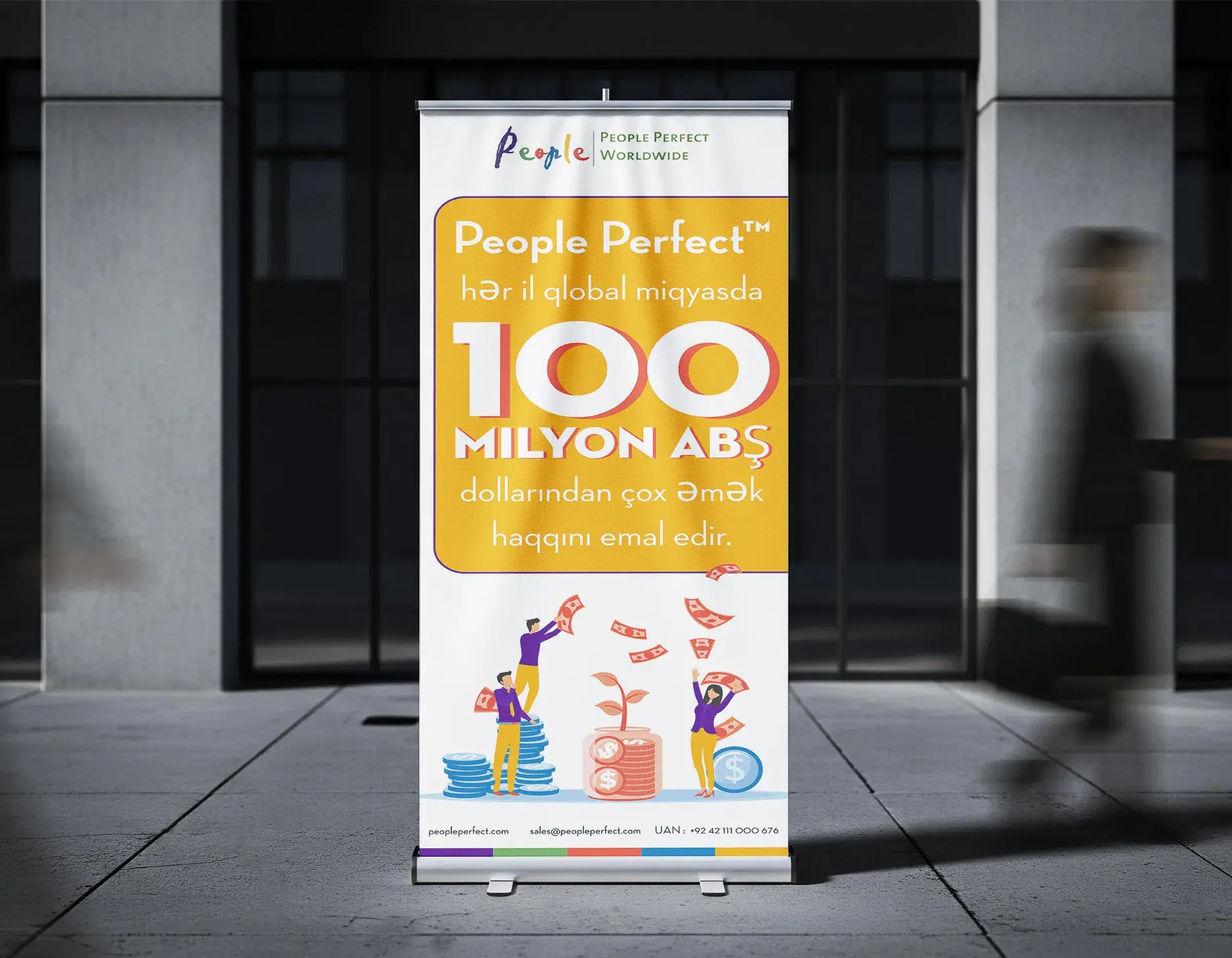 People roll-up standee