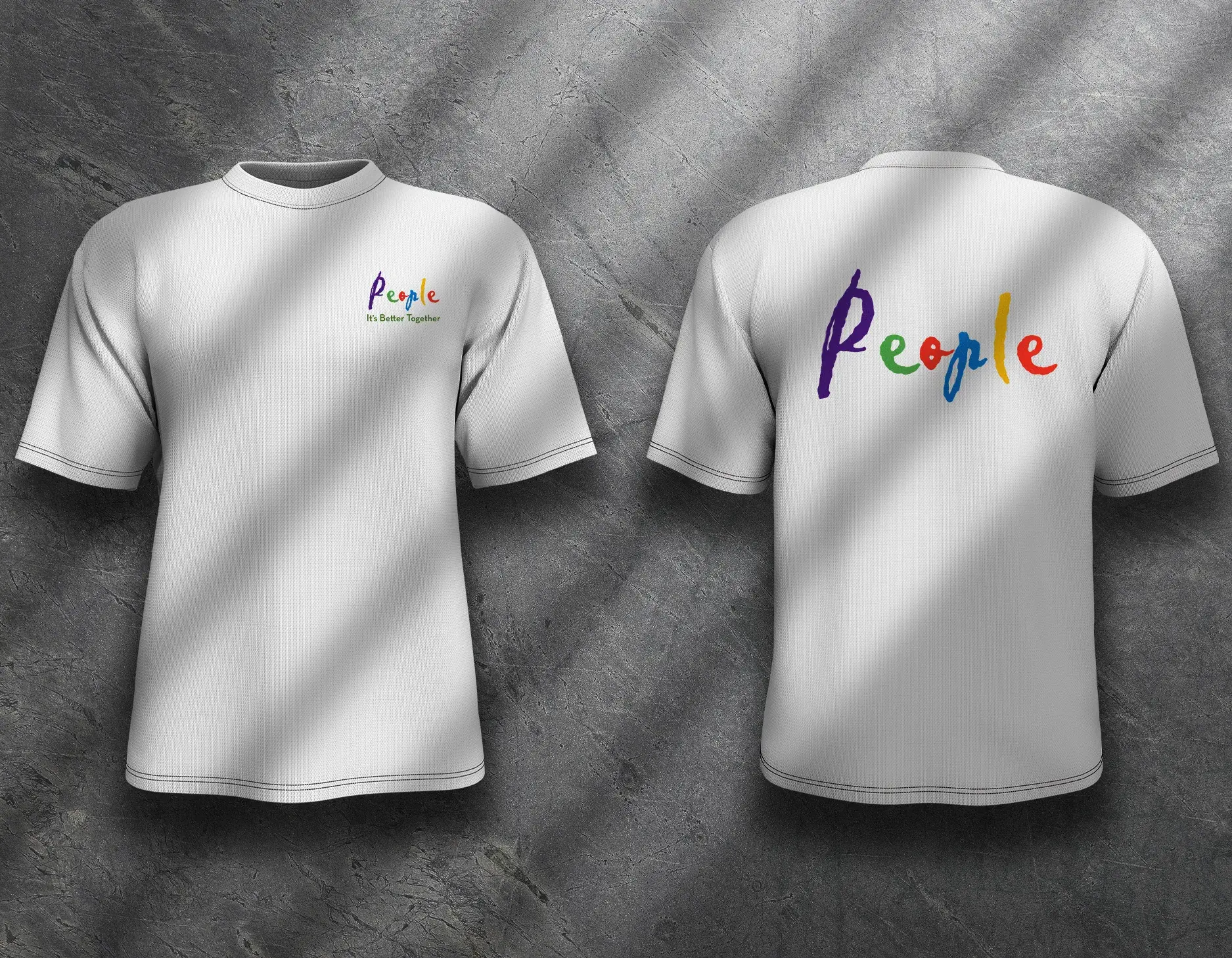 People branded T-shirts, front and back