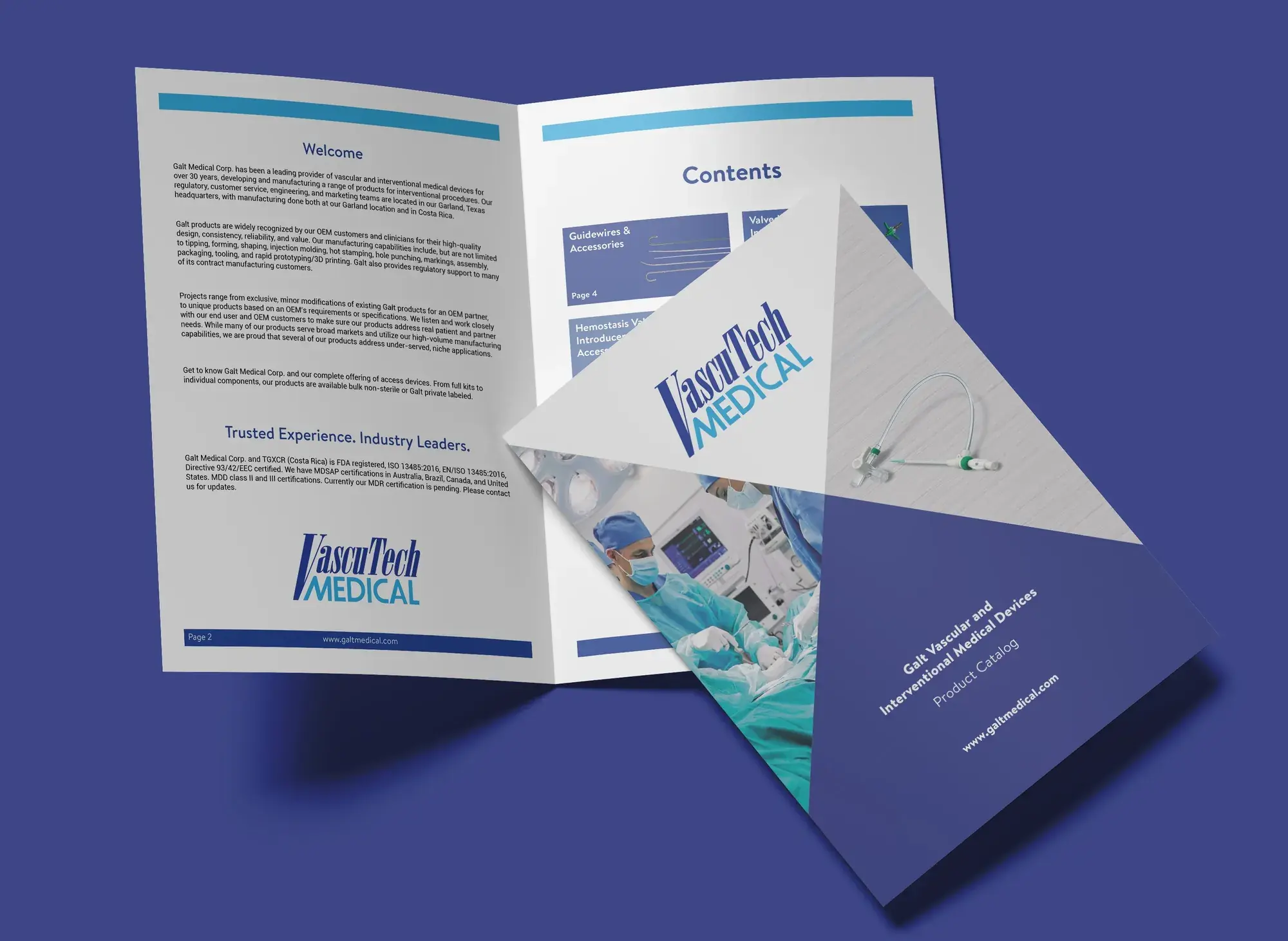 VascuTech Medical catalogue cover and contents pages